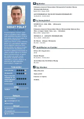 Maden Mühendisi Cv Örnekleri cv indir